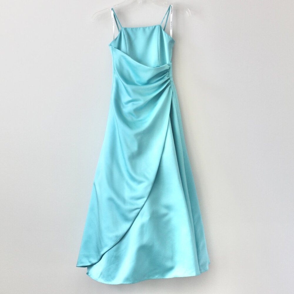 David's Bridal Aqua Turquoise Blue Sleeveless Maxi Ballgown Party Formal Dress 6